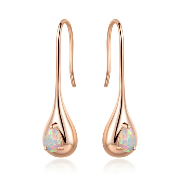 18K Gold Plated Pink Quartz Beautiful Fashion Dangle Earrings Unique Jewelry